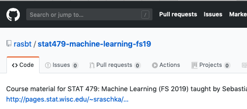 Course material for my machine learning course