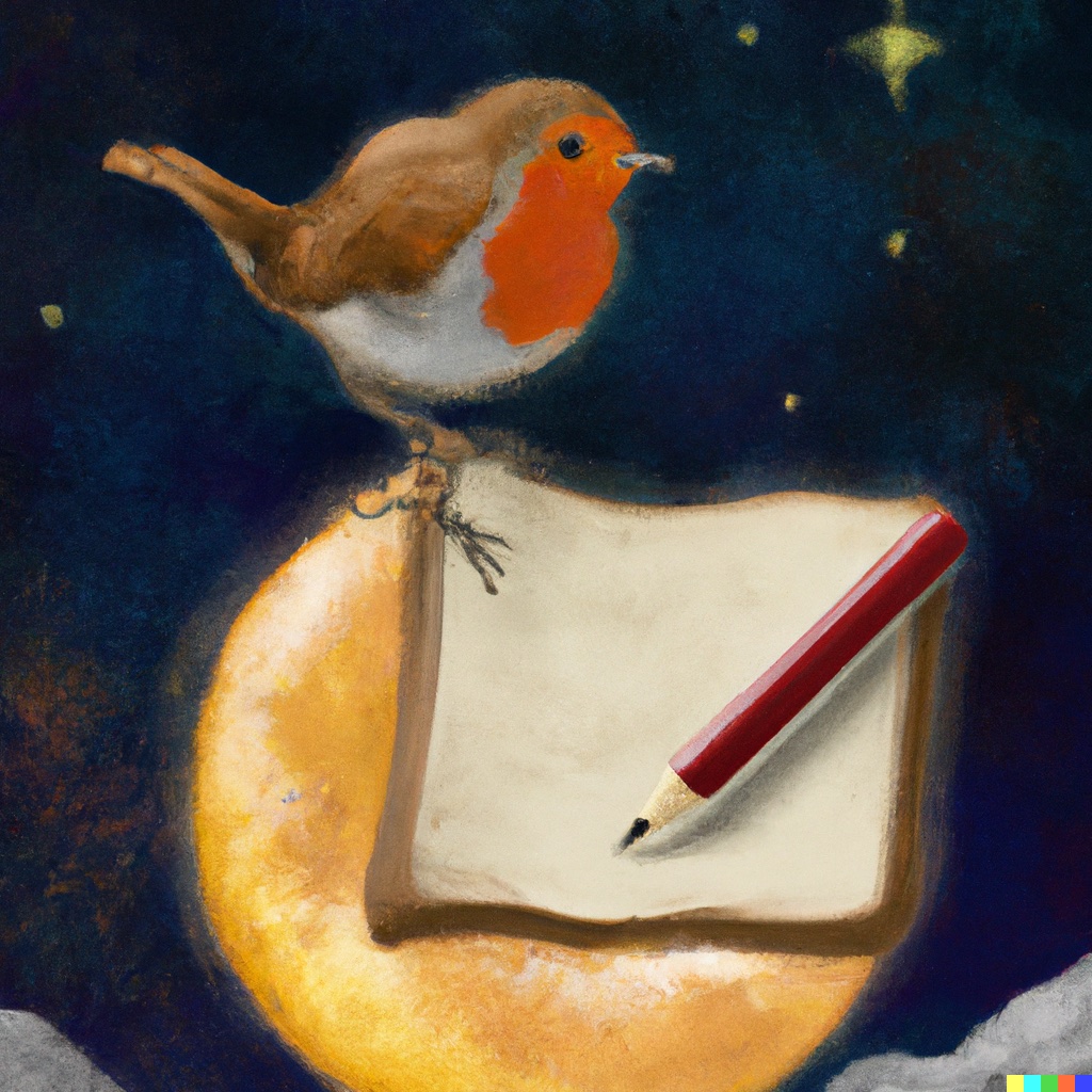 Red robin writing a book
